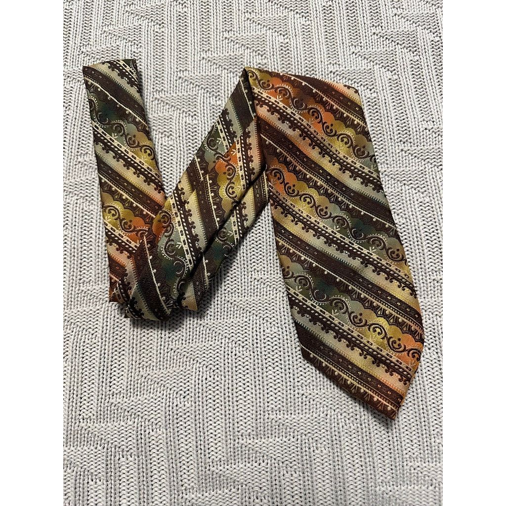 Vintage Vintage 1960s 1970s brown striped tie Size ONE SIZE - 1 Thumbnail