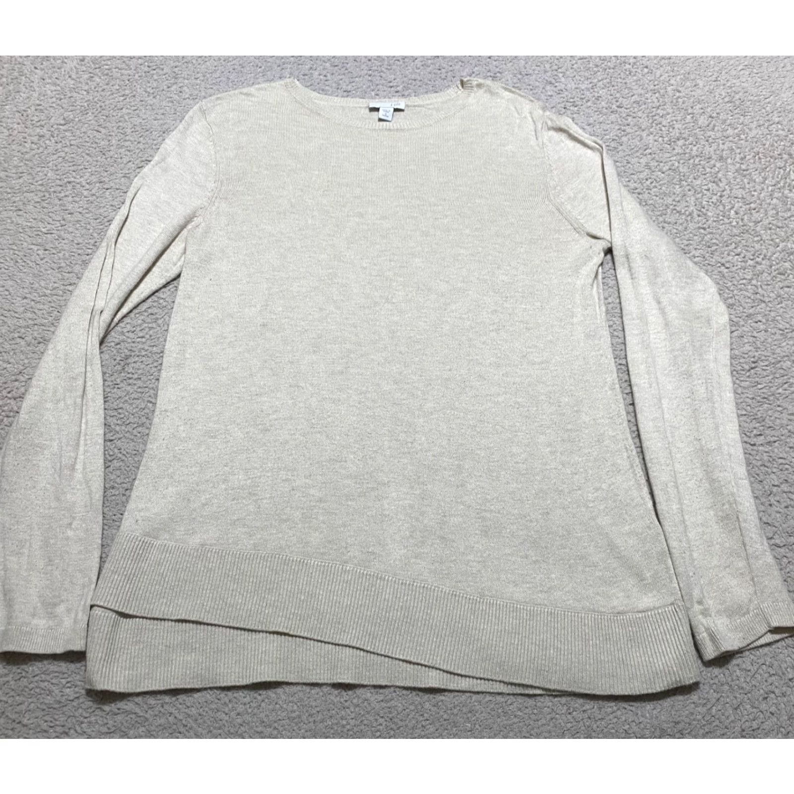 J. Jill J. Jill Womens Sweater PS Petite Beige Crew Neck Lightweight Knit Pullover Fall Winter Spring Size S / US 4 / IT 40 - 2 Thumbnail