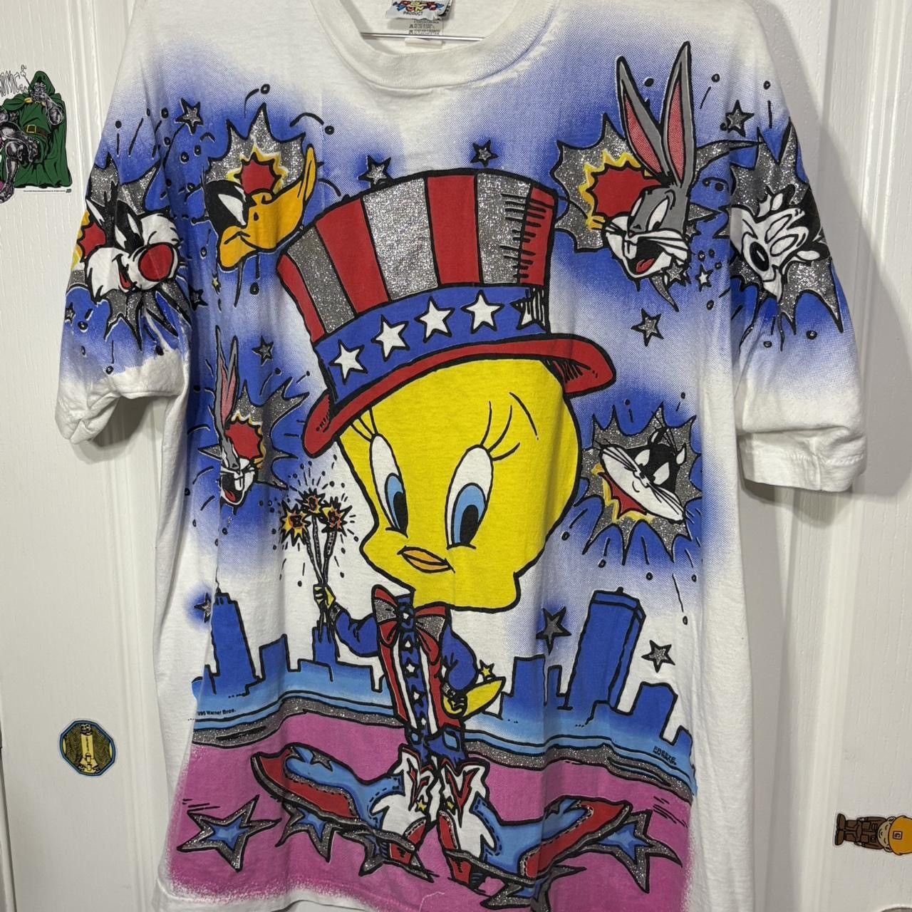 Warner Bros 1995 Tweety Bird Patriotic All Over Print Size US XL / EU 56 / 4 - 1 Thumbnail