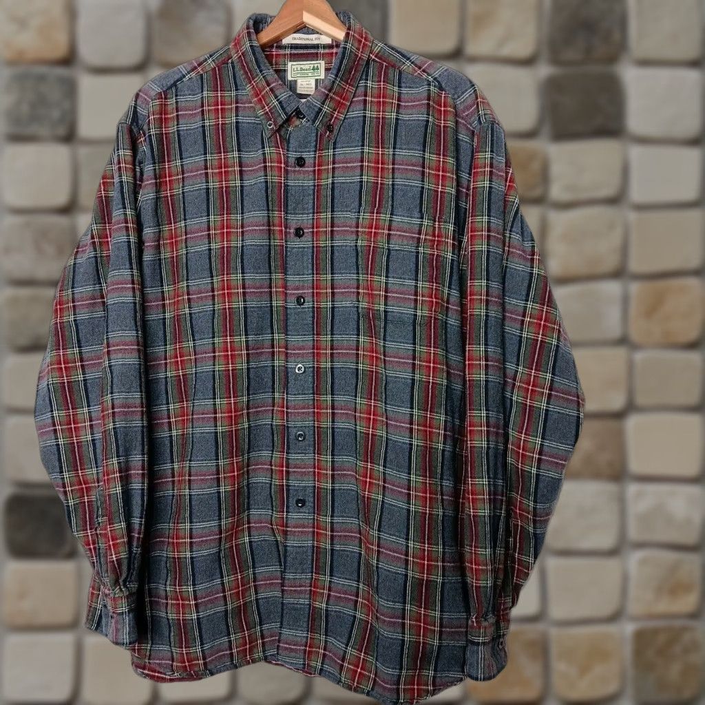 Vintage VINTAGE LL Bean Flannel Shirt XL Gray Plaid Tartan Button-Down Classic Traditional Fit Men’s Overall Warm Cozy Outdoorsy Fall Winter علت Size US XL / EU 56 / 4 - 1 Thumbnail