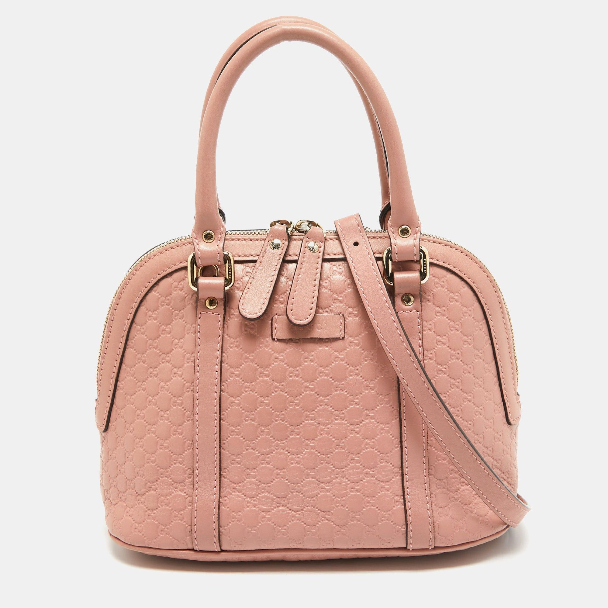 image of Gucci Light Pink Microssima Leather Small Dome Bag, Women's