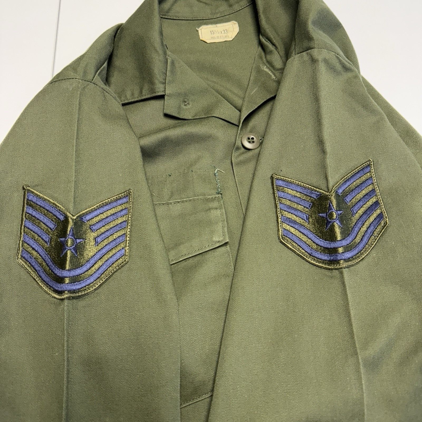 Vintage OG-507 US Air Force Military Shirt Mens 15.5x33 Vintage 70s Size US L / EU 52-54 / 3 - 5 Thumbnail