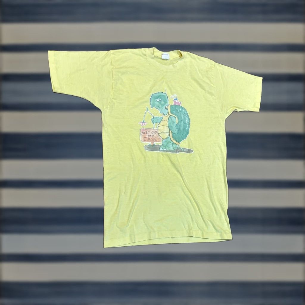 Etro VTG Turtle Shirt Roach 1975 Retro Yellow 1970s Single Stitch Size Large Size L / US 10 / IT 46 - 1 Thumbnail