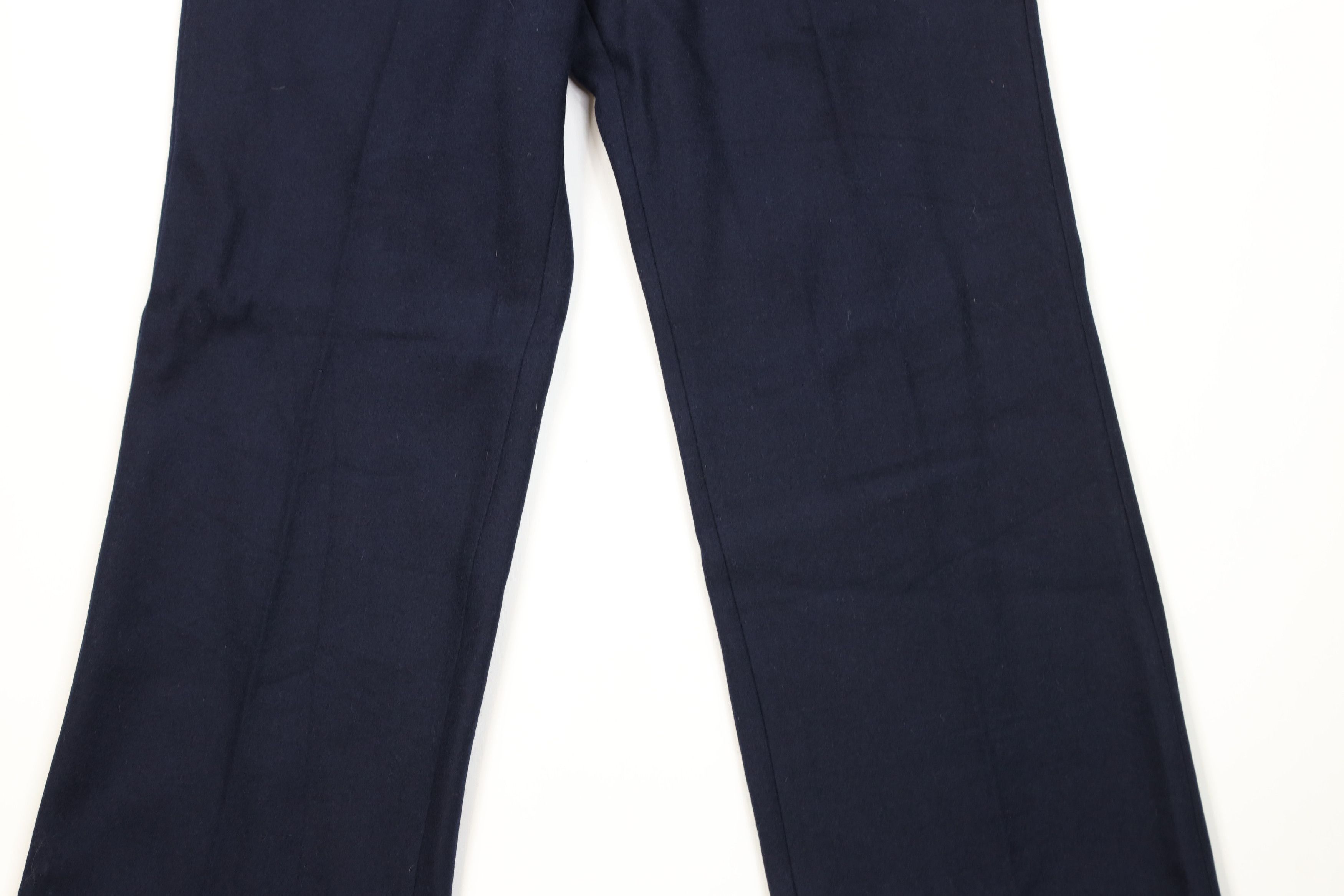 Vintage Vintage 70s Streetwear Wool Wide Leg Chino Pants Blue Size US 29 - 3 Thumbnail