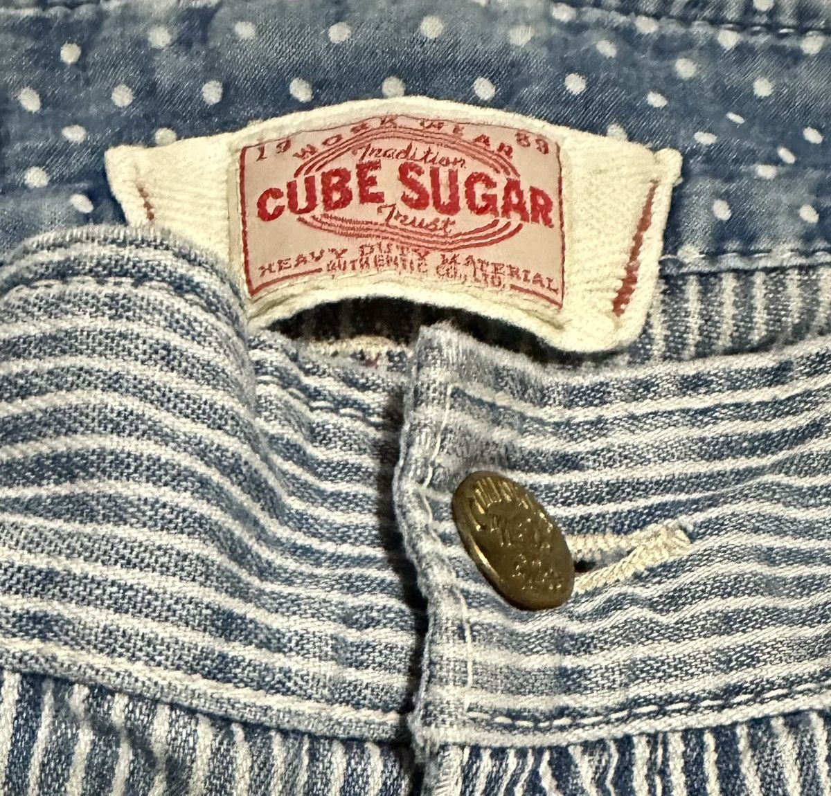 If Six Was Nine Vintage Japanese Workwear Cube Sugar Hickory Straight Jeans Size US 29 - 10 Thumbnail