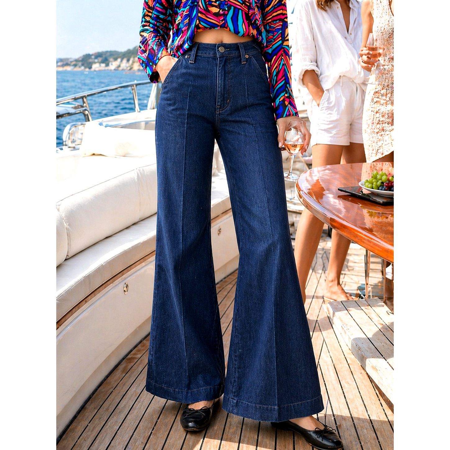PIOMBO MP Piombo Wide Leg Womens Jeans in Blue size 2 Size 26" / US 2 / IT 38 - 1 Thumbnail