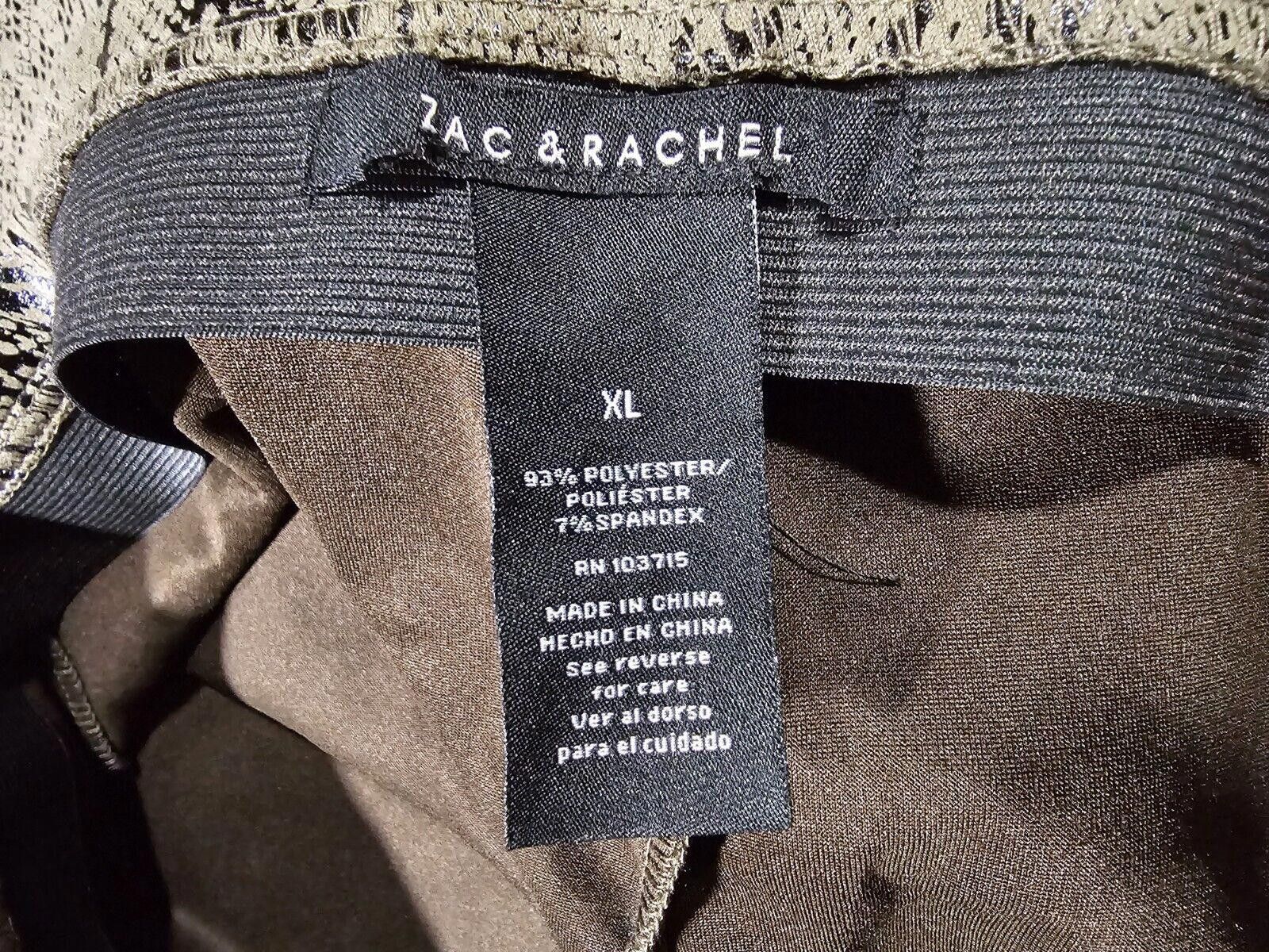 Designer Zac & Rachel XL Olive/snake slim ankle pants NWT Size 40" / US 18 - 8 Thumbnail