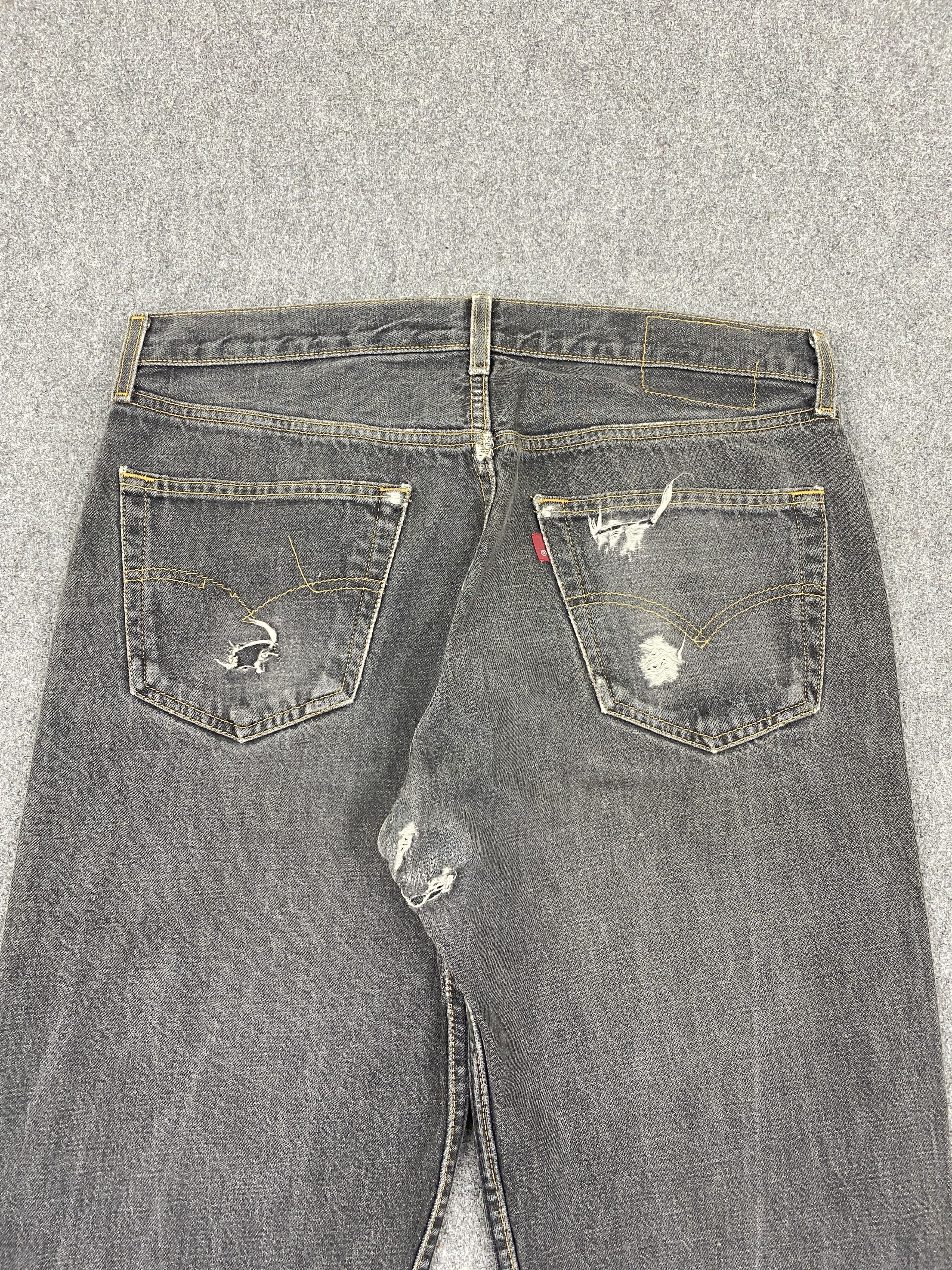 Levi's Vintage 90s Levis 501 Distressed Faded Black Jeans Size US 33 - 4 Thumbnail