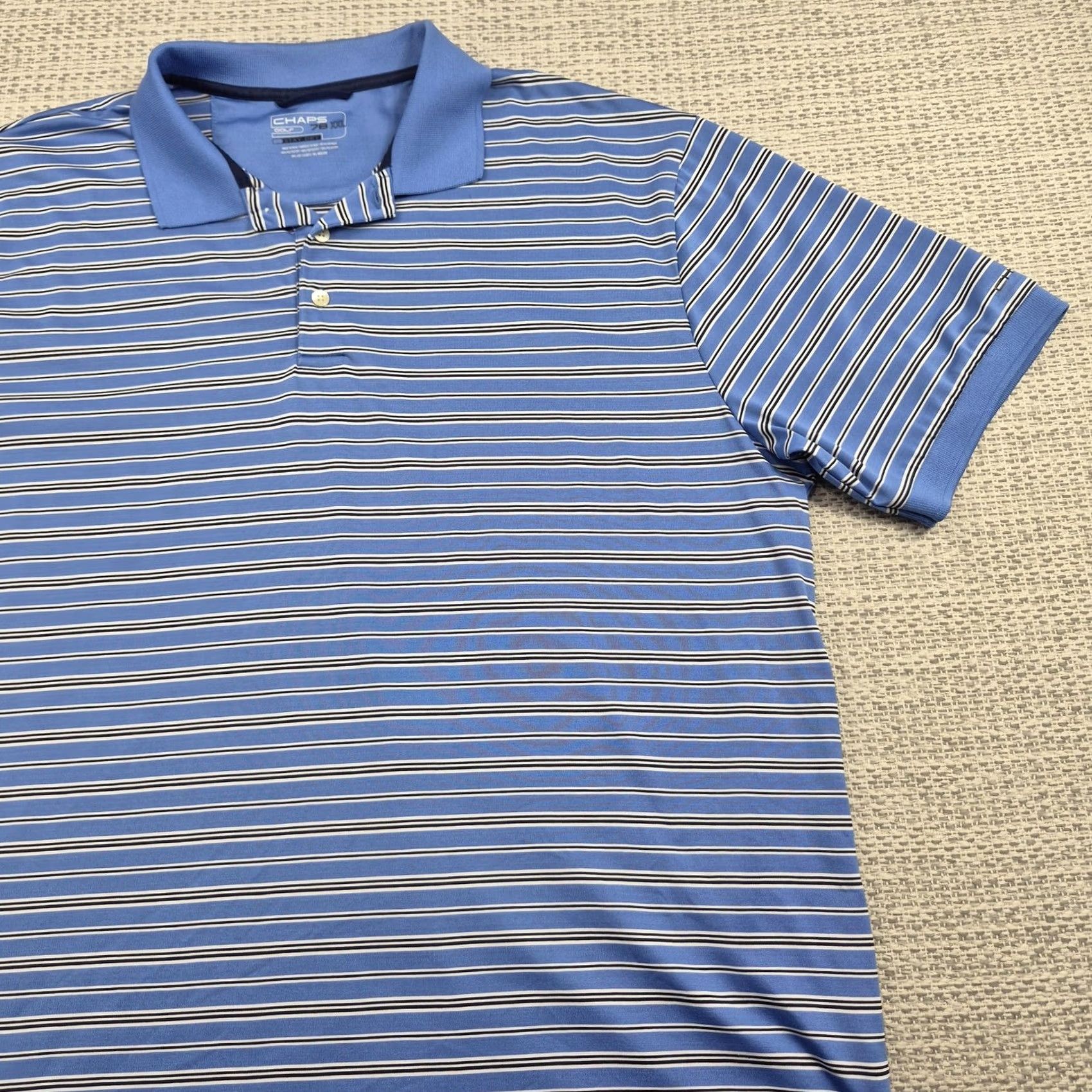 Chaps Chaps Golf Polo Shirt Mens 2XL Blue Stripe Stay-Dry Performance Moisture Wicking Shirt Size US XXL / EU 58 / 5 - 2 Thumbnail