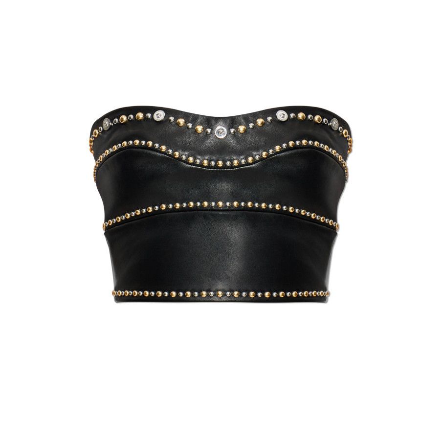 Versace VERSACE Off Shoulder Black Leather Top New & Authentic (Wome Size S / US 4 / IT 40 - 1 Preview