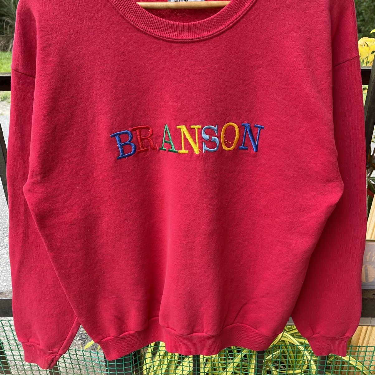 Lee × Vintage 🔥Vintage 90s Lee Embroidered Branson Spellout Sweatshirts Size US M / EU 48-50 / 2 - 5 Thumbnail