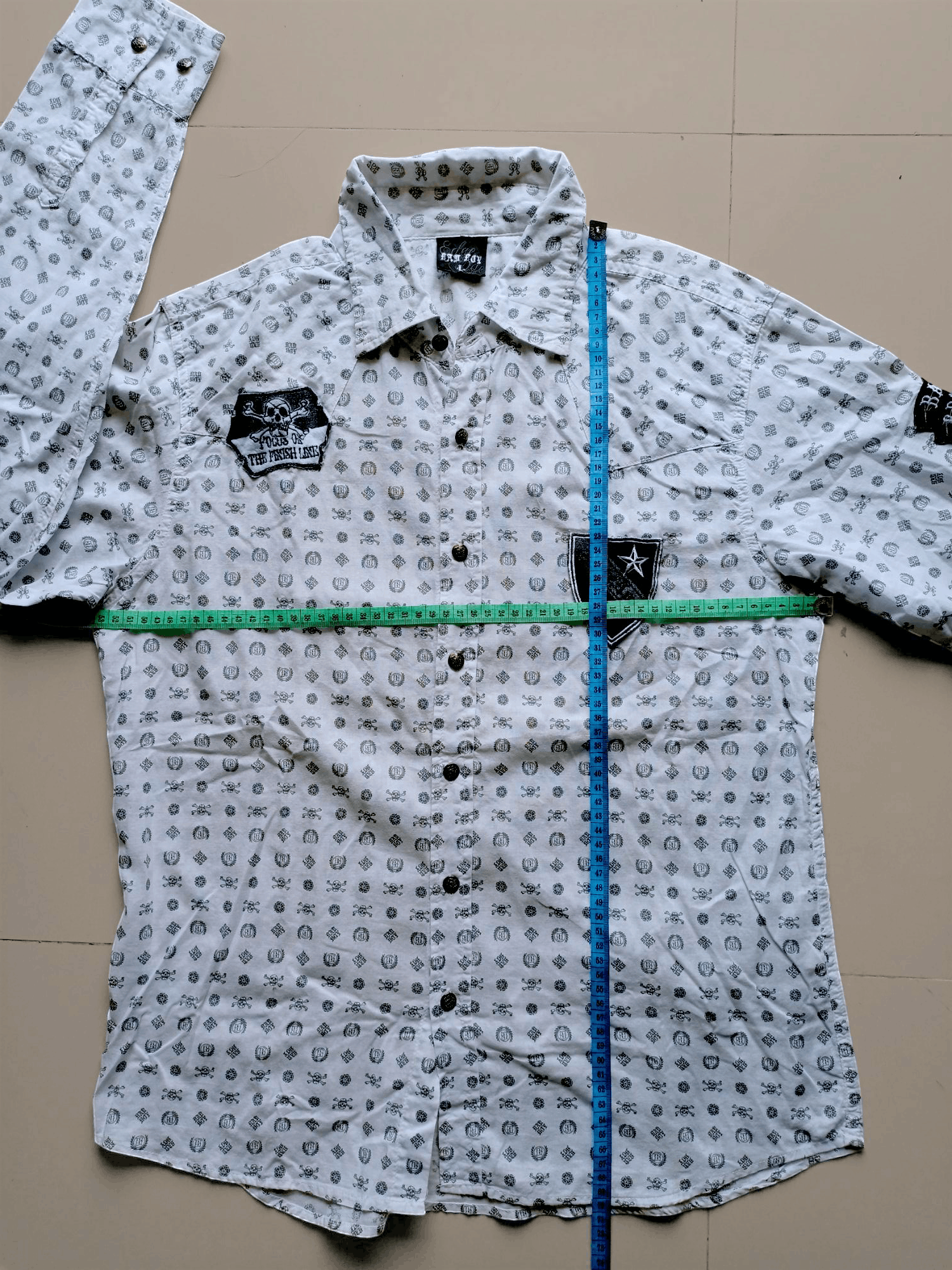 Japanese Brand Badboy full Skull print Y2K Poem Shirt Size US L / EU 52-54 / 3 - 5 Thumbnail