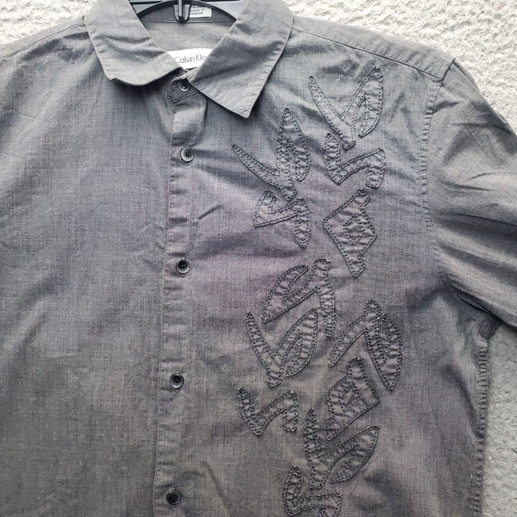 Calvin Klein Calvin Klein Shirt Mens Small Gray Modern Fit Embroidered Long Sleeve Button-Up Size US S / EU 44-46 / 1 - 7 Thumbnail