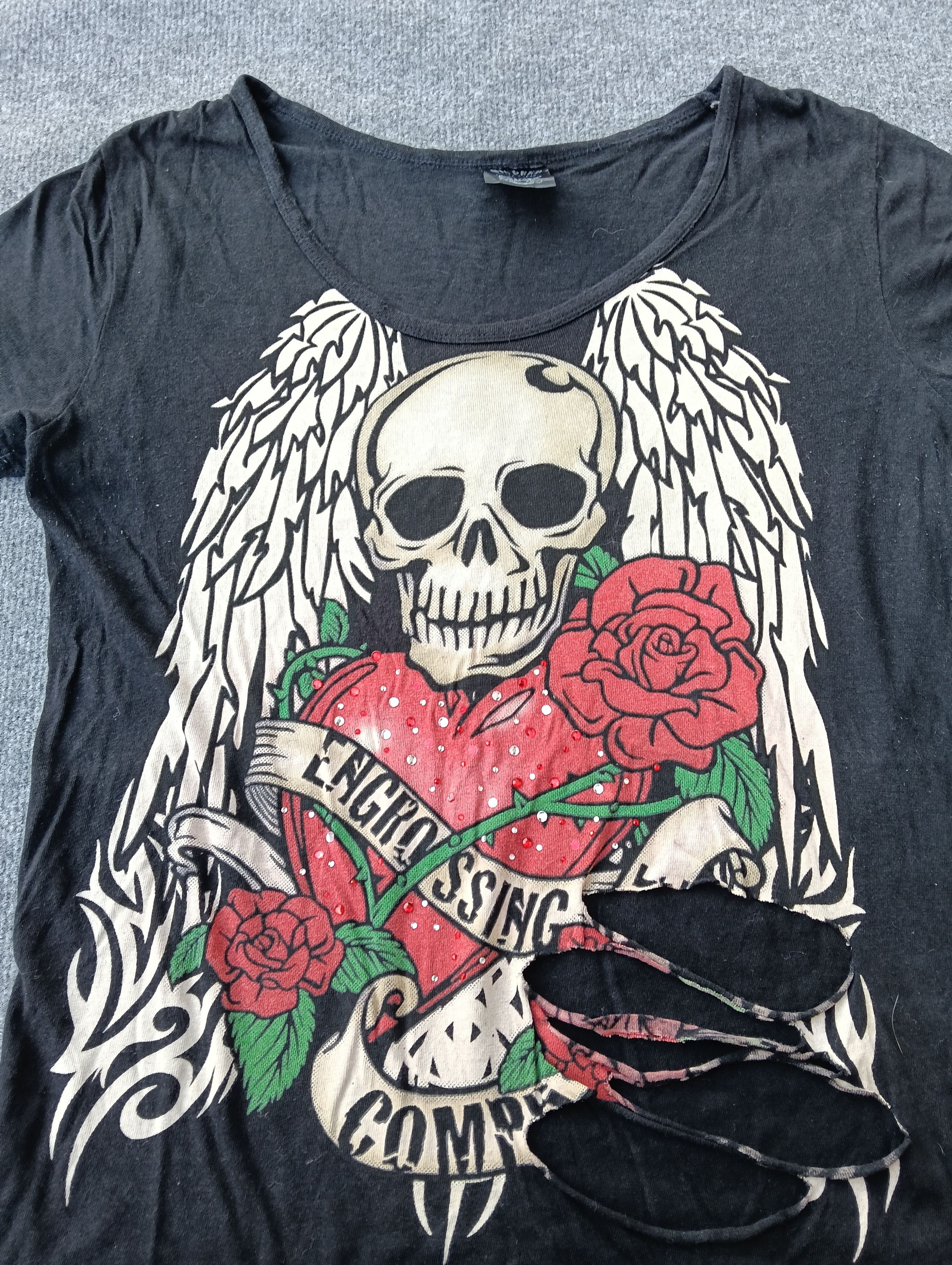 Affliction Distressed Skull women Tshirt. Size M / US 6-8 / IT 42-44 - 7 Thumbnail