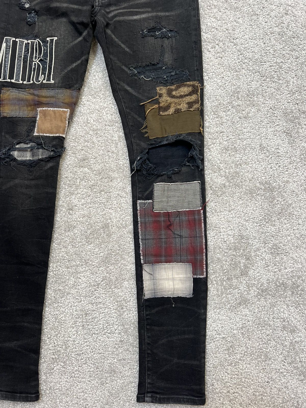 Amiri Amiri Grunge Destroyed Spliced Patch Mx-1 Jeans Size 31 Size US 31 - 4 Thumbnail