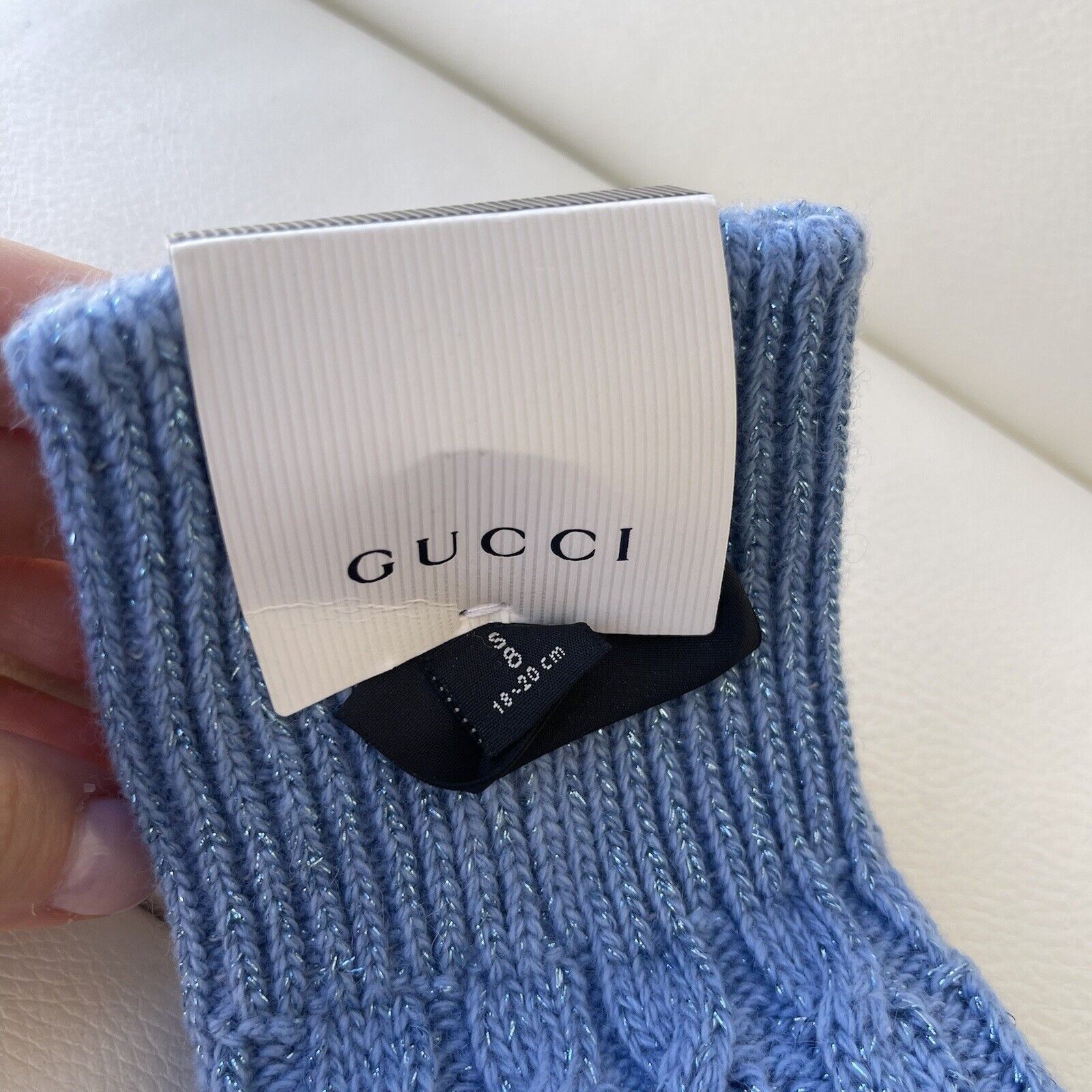 Gucci NWT Gucci Cable Knit Threaded Socks with Blue Lamé crafted i Size ONE SIZE - 5 Thumbnail