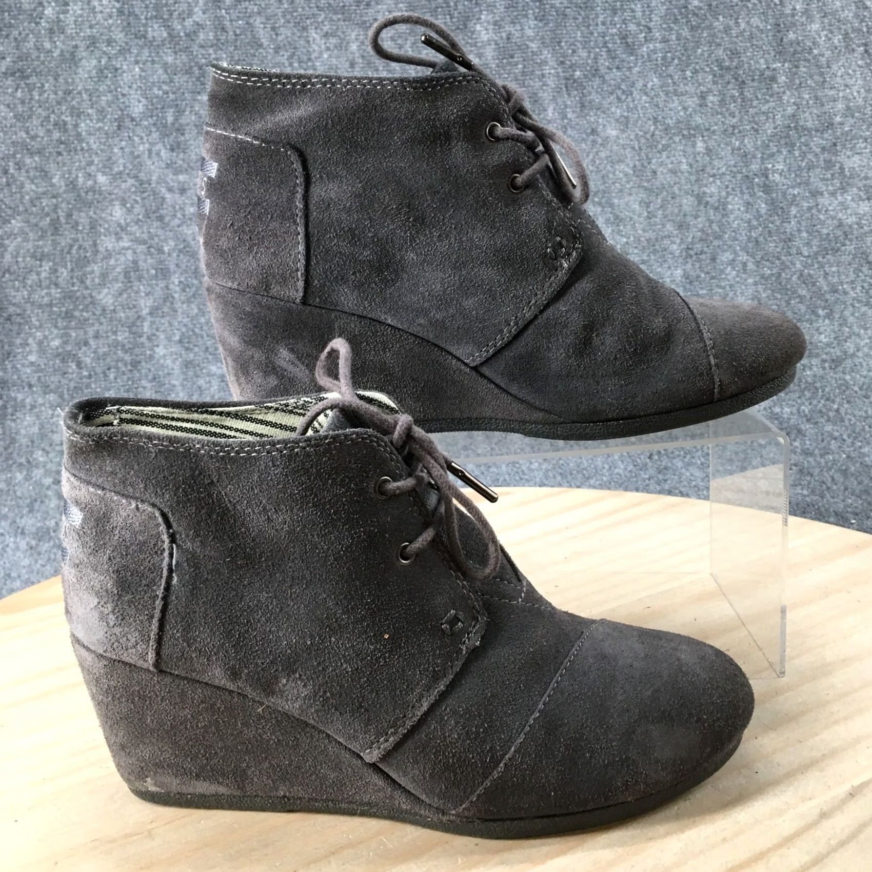Toms TOMS Boots Womens 8 Desert Gray Lace Up Ankle Top Casual Comfort Wedge Size M / US 6-8 / IT 42-44 - 2 Thumbnail