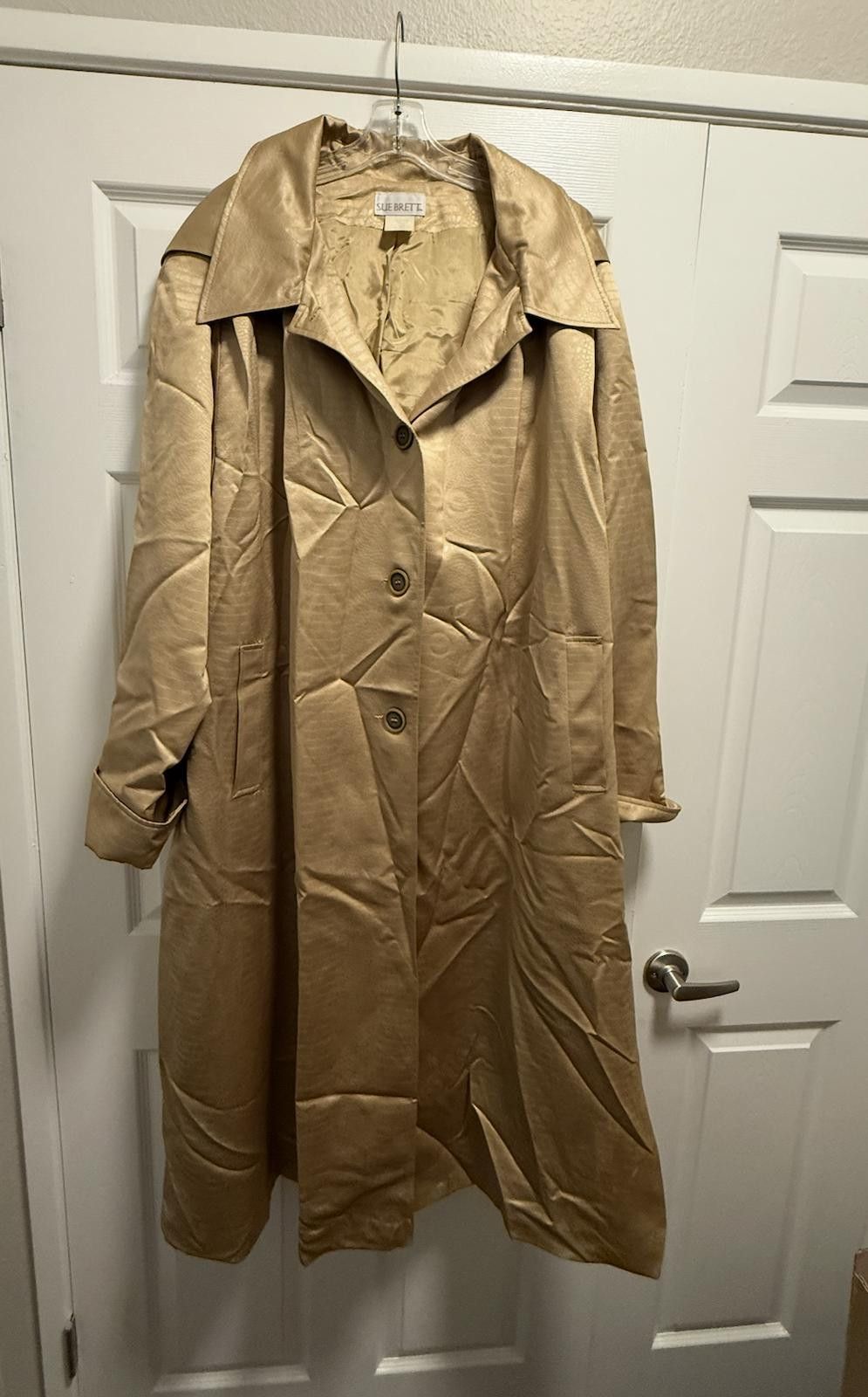 Designer Vintage Gold Sue Brett Long Vintage Trench Coat Size ONE SIZE - 2 Thumbnail
