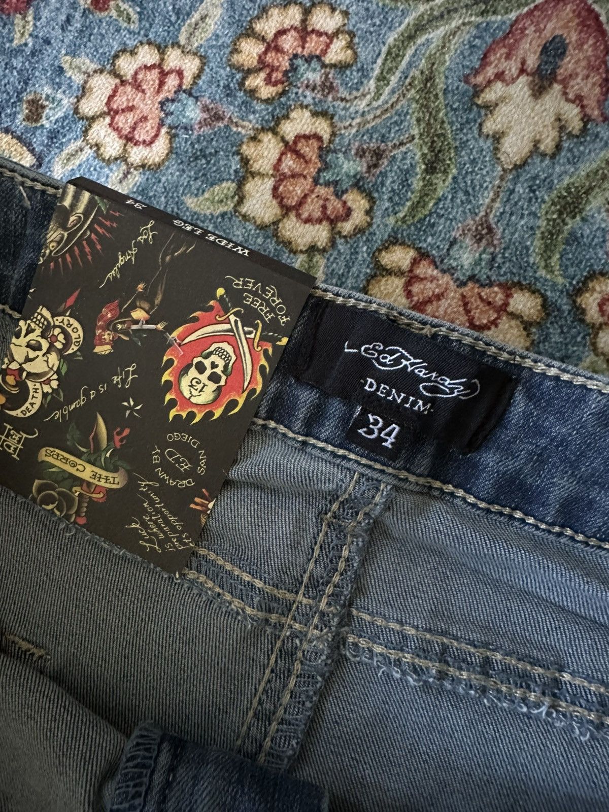 Ed Hardy Ed Hardy Embroidered Baggy Jeans Size US 34 / EU 50 - 12 Thumbnail