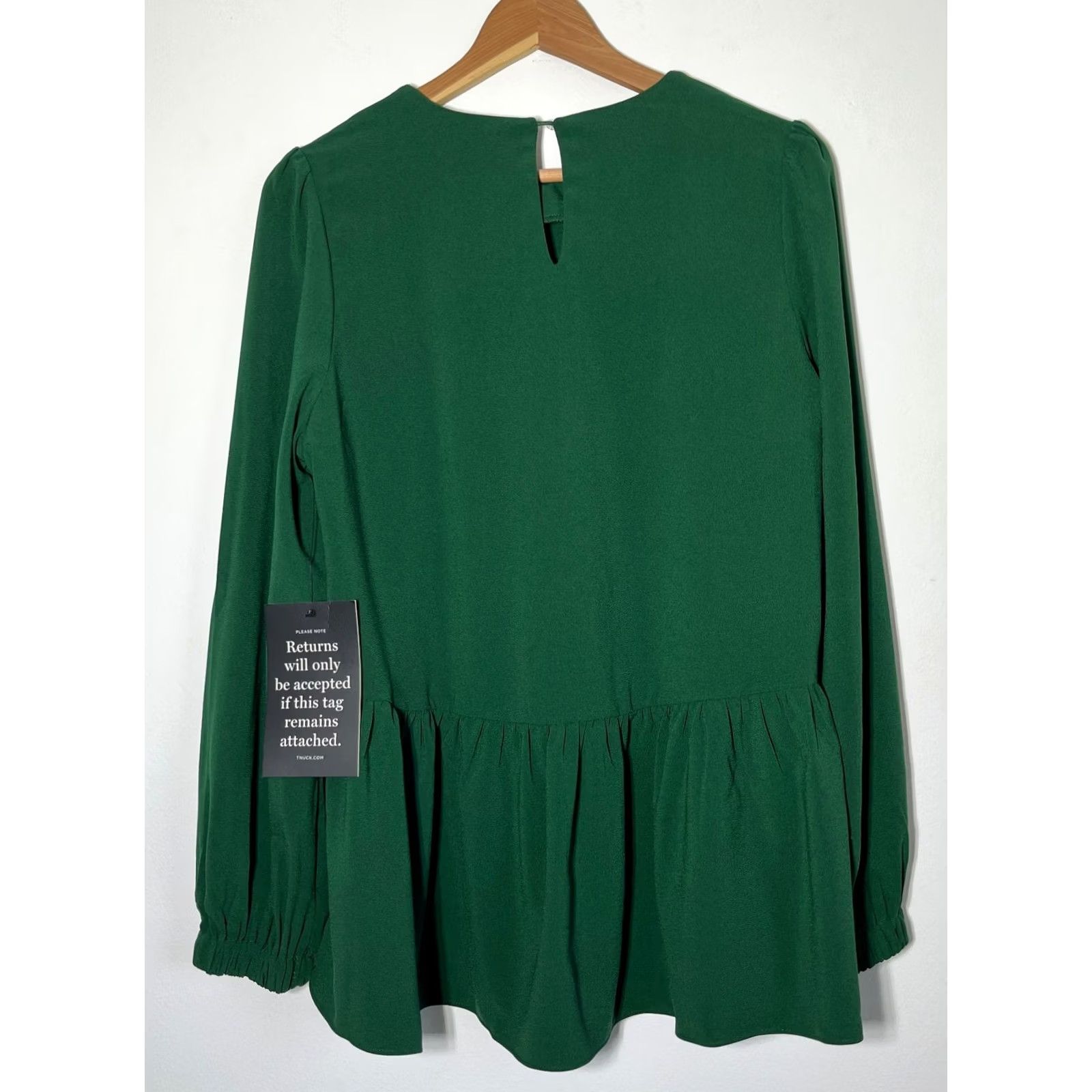 Vintage NWT Tuckernuck Pomander Place Carlota Peplum Blouse Hunter Green Sz M Blouse WomensXS? Size M / US 6-8 / IT 42-44 - 4 Thumbnail