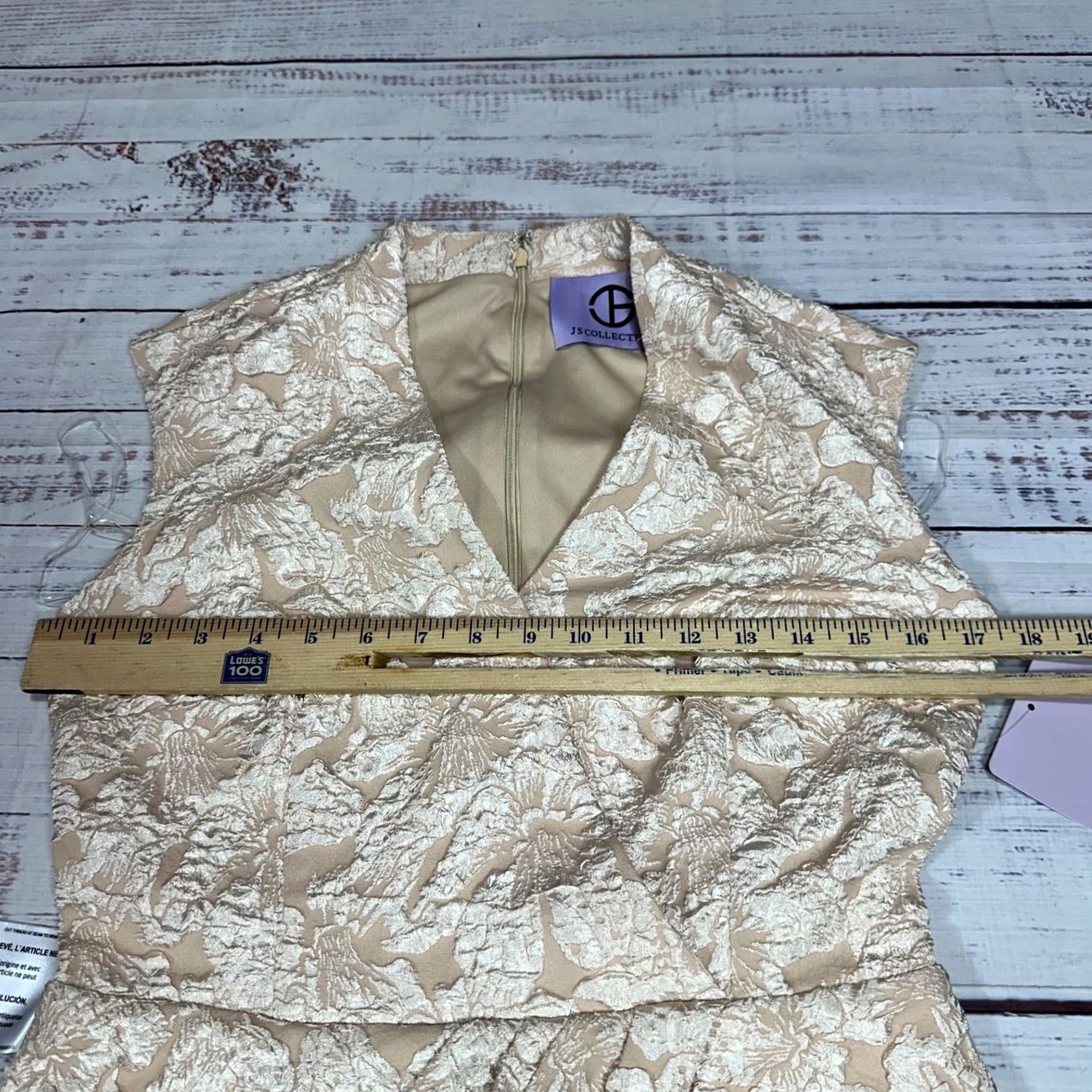 Vintage JS Collections Womens Emery Faux Wrap Sheath Dress Sz 4 Champagne Sleeveless New Size S / US 4 / IT 40 - 4 Thumbnail