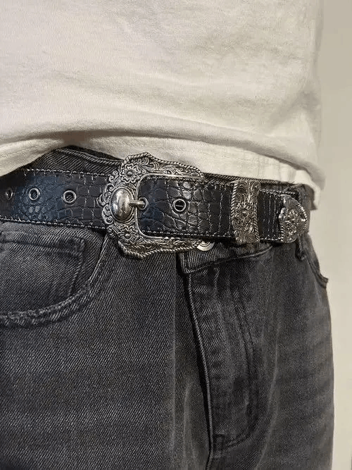 Japanese Brand Y2K Gothic Buckle Belt Size 30 - 1 Thumbnail