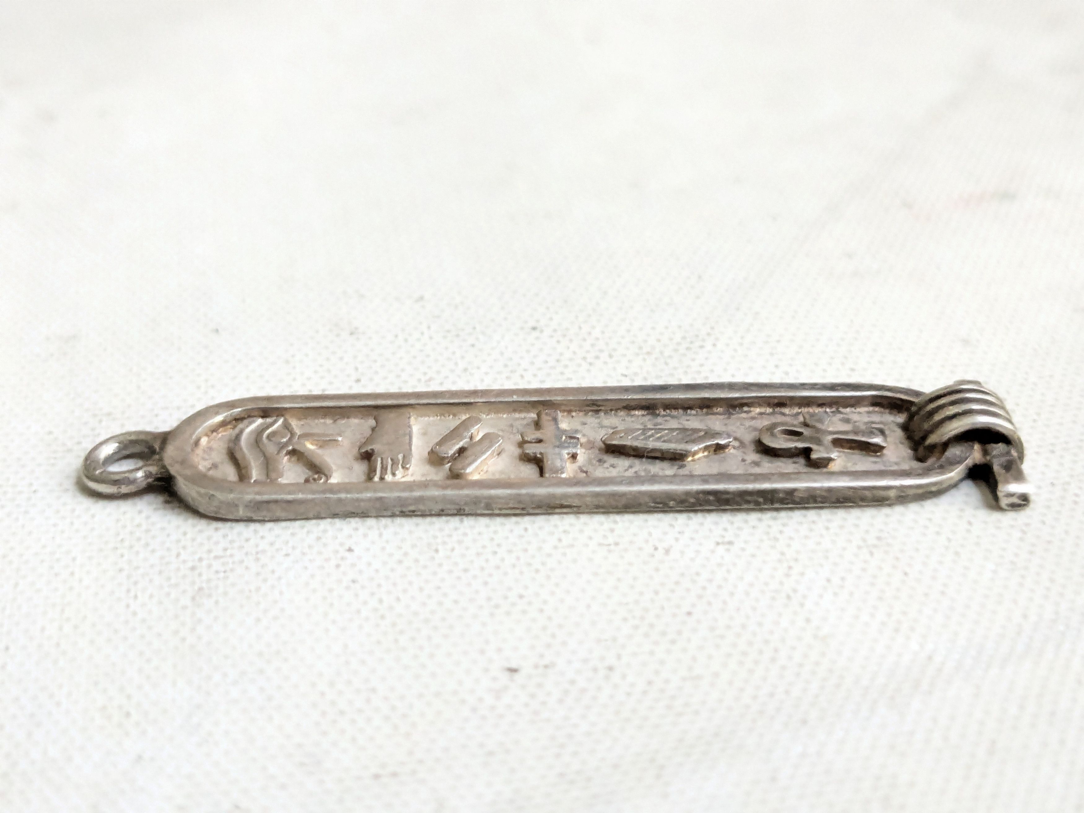Jewelry Vintage Sterling Silver Cartouche Hieroglyphics Egyptia Size ONE SIZE - 6 Thumbnail