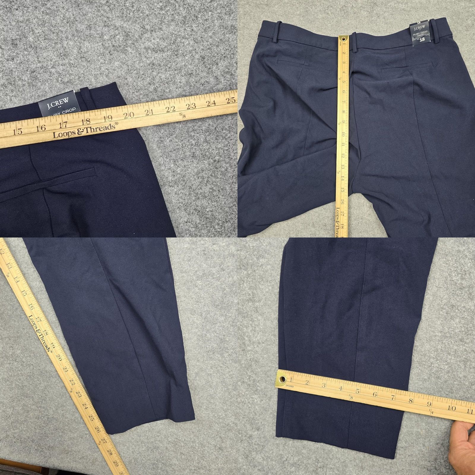 J.Crew J Crew Pants Womens 18 Navy Blue Twill Ruby Crop Stretch Dress Career Work New Size 40" / US 18 - 8 Thumbnail