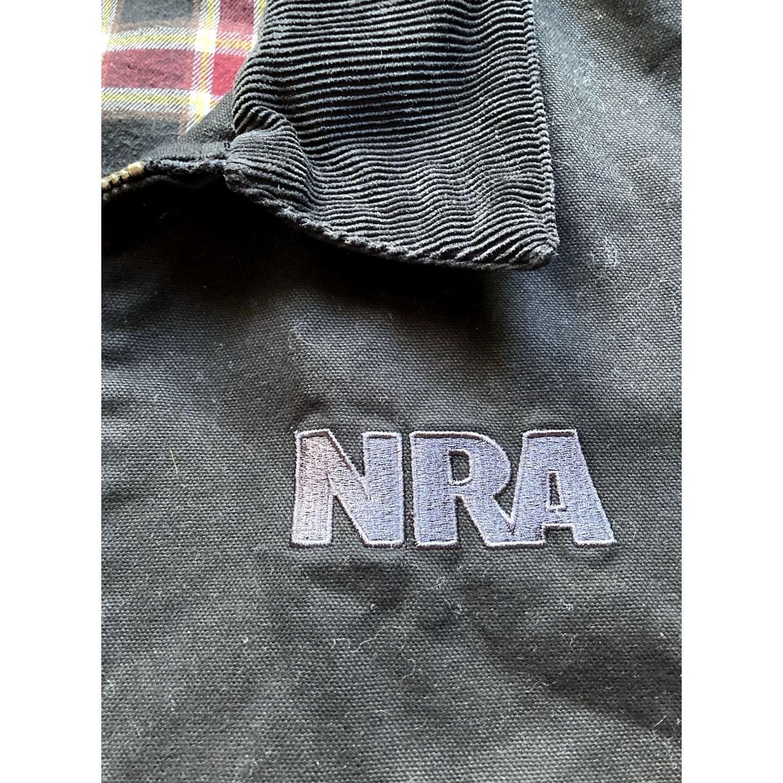 Vintage Burks Bay NRA Jacket Mens XL Black Canvas Bomber Flannel Lined Corduroy Collar Size US XL / EU 56 / 4 - 5 Thumbnail
