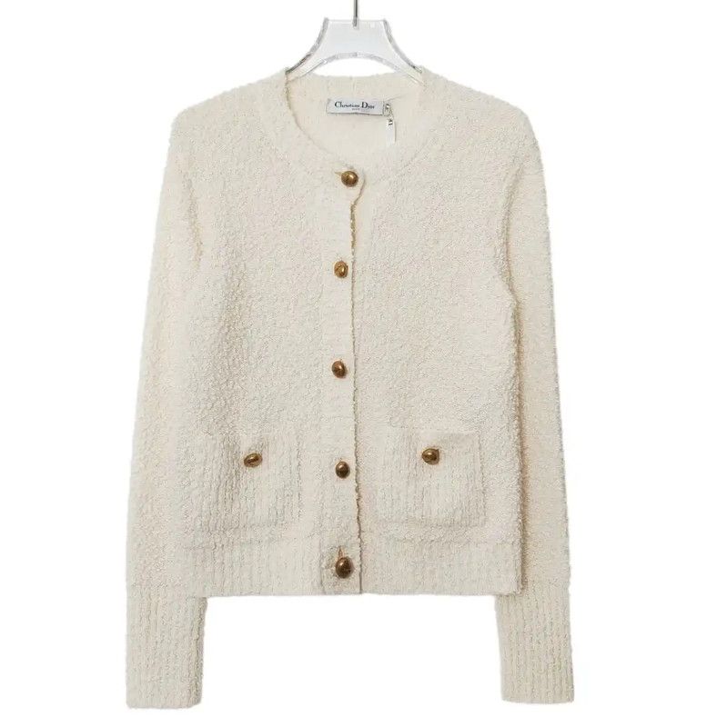 Dior Dior White Cotton Blend Women's Cardigan 0089 Size M / US 6-8 / IT 42-44 - 1 Thumbnail