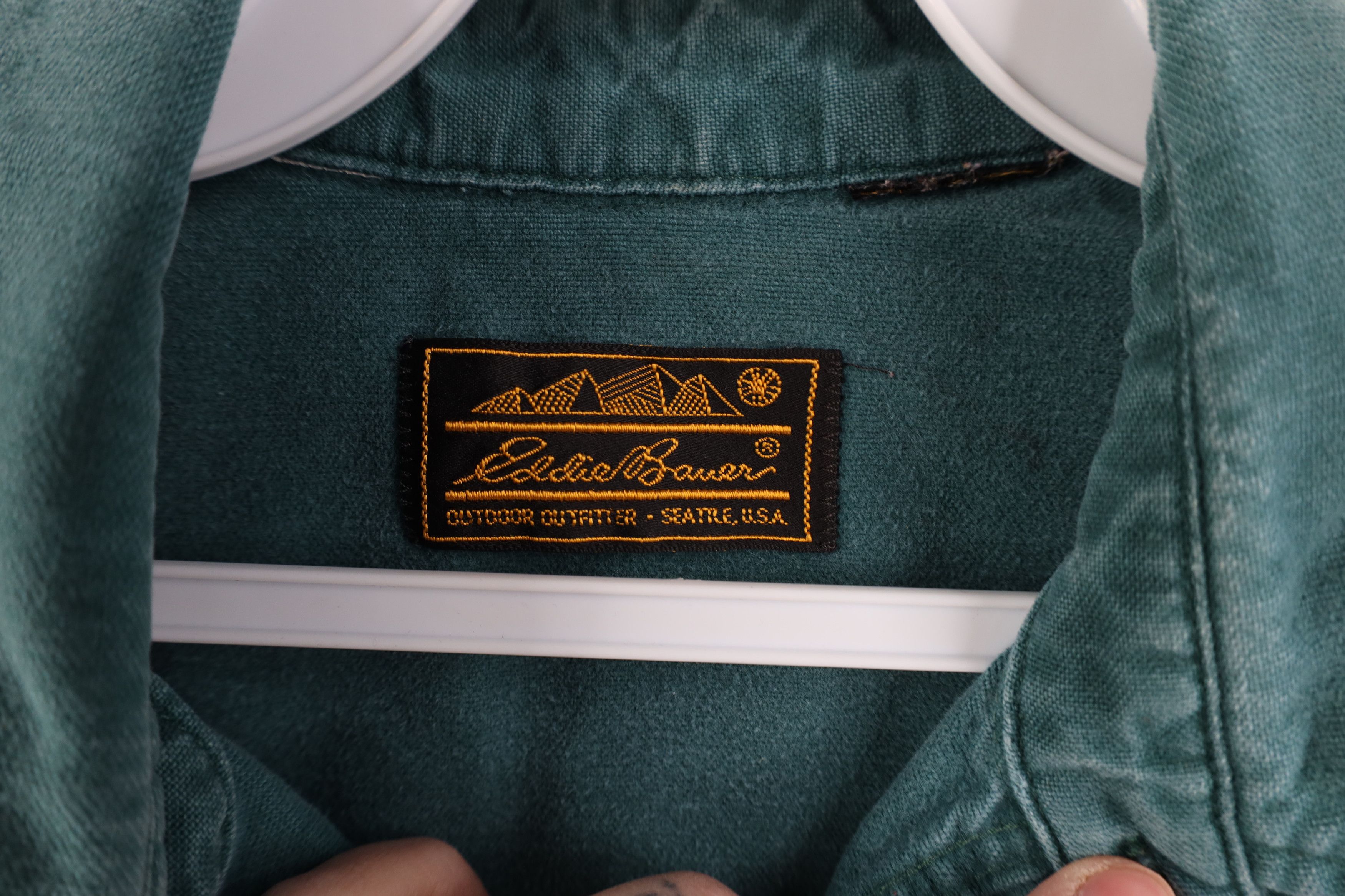 Eddie Bauer Vintage 90s Eddie Bauer Chamois Cloth Button Shirt Green USA Size US L / EU 52-54 / 3 - 11 Thumbnail