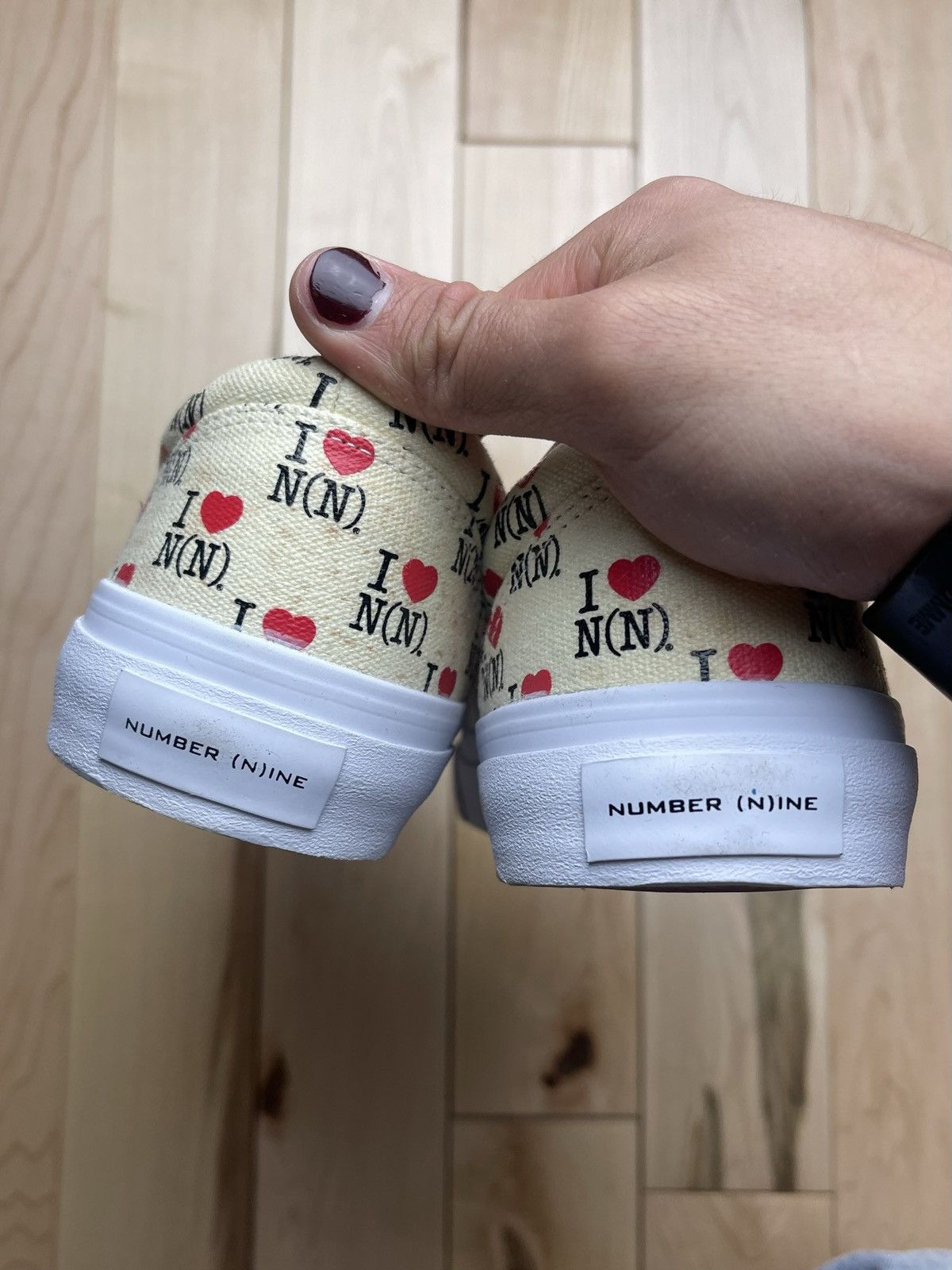 Number (N)ine I❤️N(N) Cream Slip On Sneakers Size US 7.5 / EU 40-41 - 3 Thumbnail