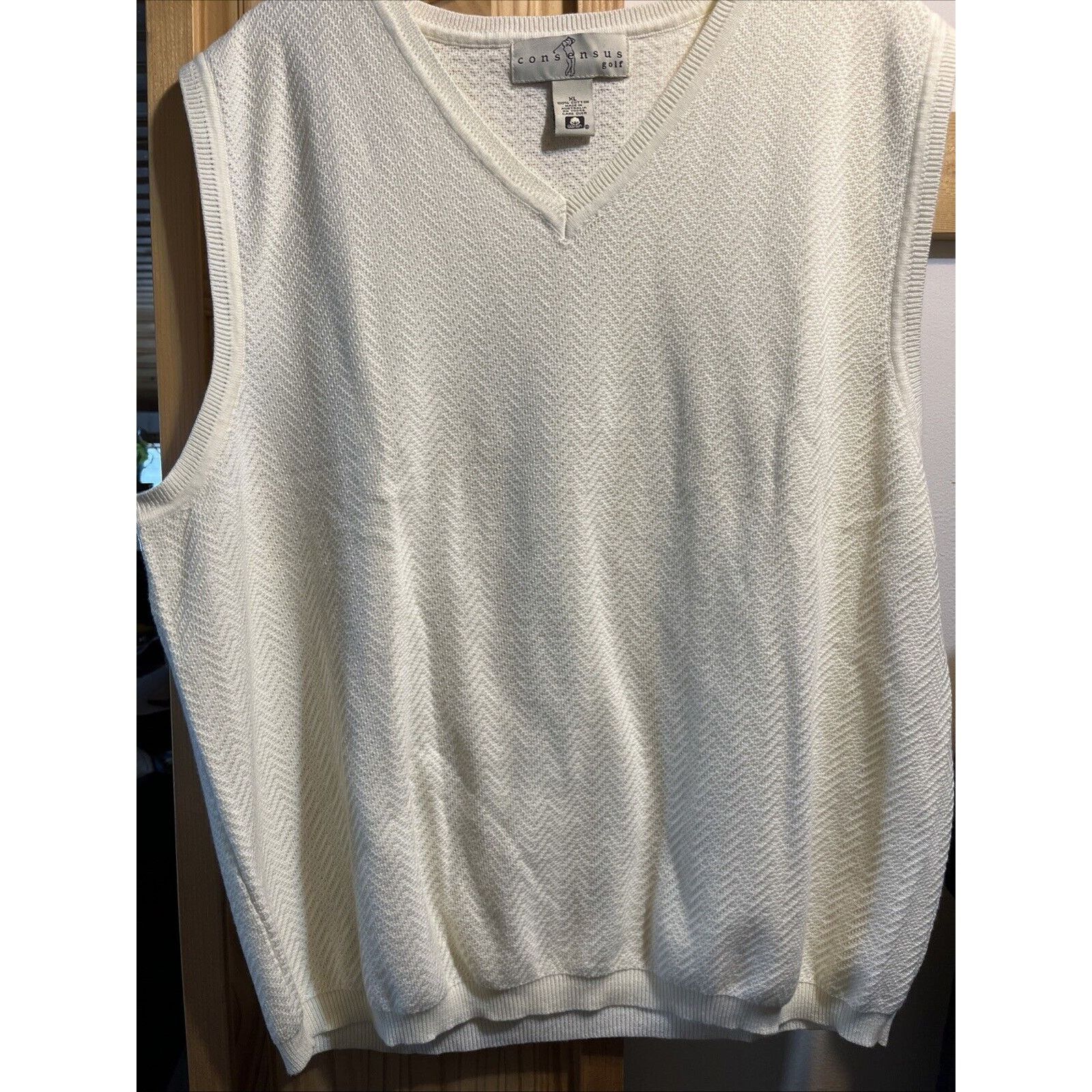 Consensus Sportswear VTG Consensus Golf Sweater Vest Men XL White Cotton Pullover Size US XL / EU 56 / 4 - 5 Thumbnail