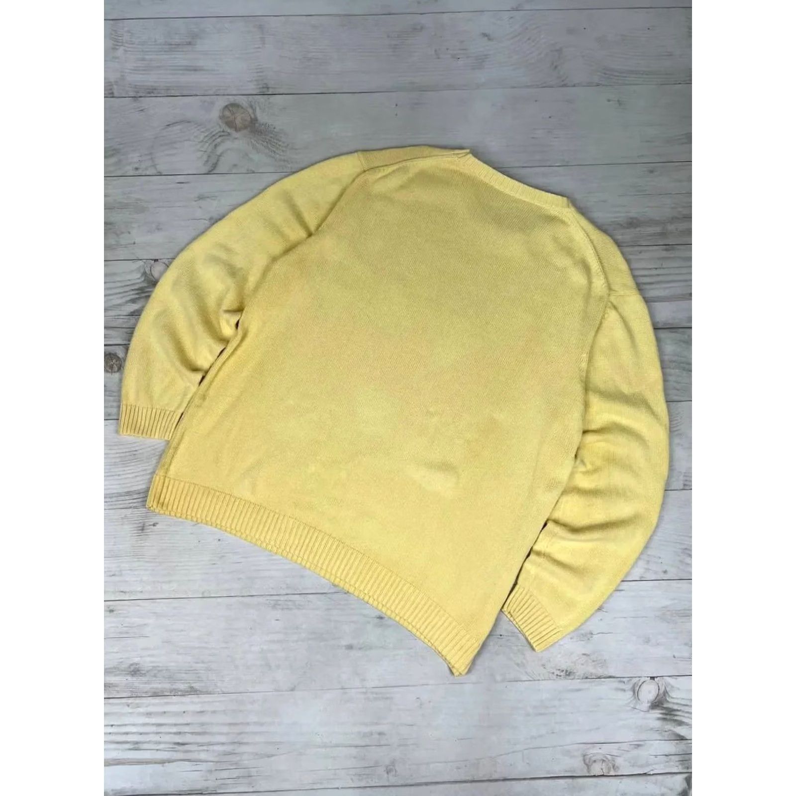 Yves Saint Laurent VINTAGE Yves Saint Laurent Knit Sweater YSL Men XL Yellow Knit Pullover Crew Neck Logo 90s Size US XL / EU 56 / 4 - 8 Thumbnail