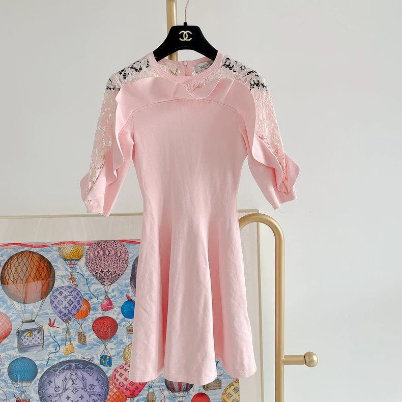 Valentino Valentino Pink lace knitted dress Size XS / US 0-2 / IT 36-38 - 1 Thumbnail