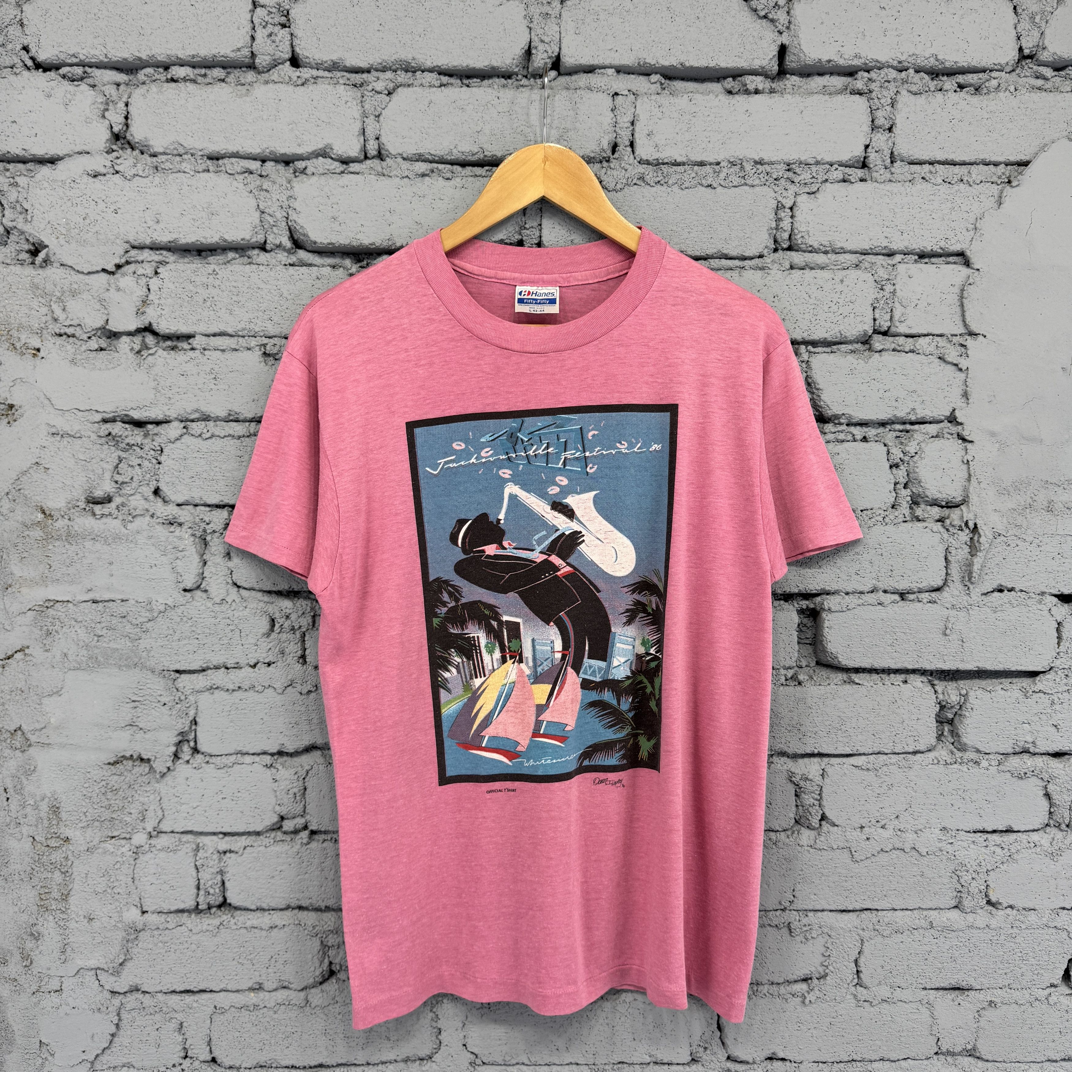 Vintage Vintage Hanes 90s New Orleans Jazz Festival Tshirt Size US L / EU 52-54 / 3 - 1 Thumbnail
