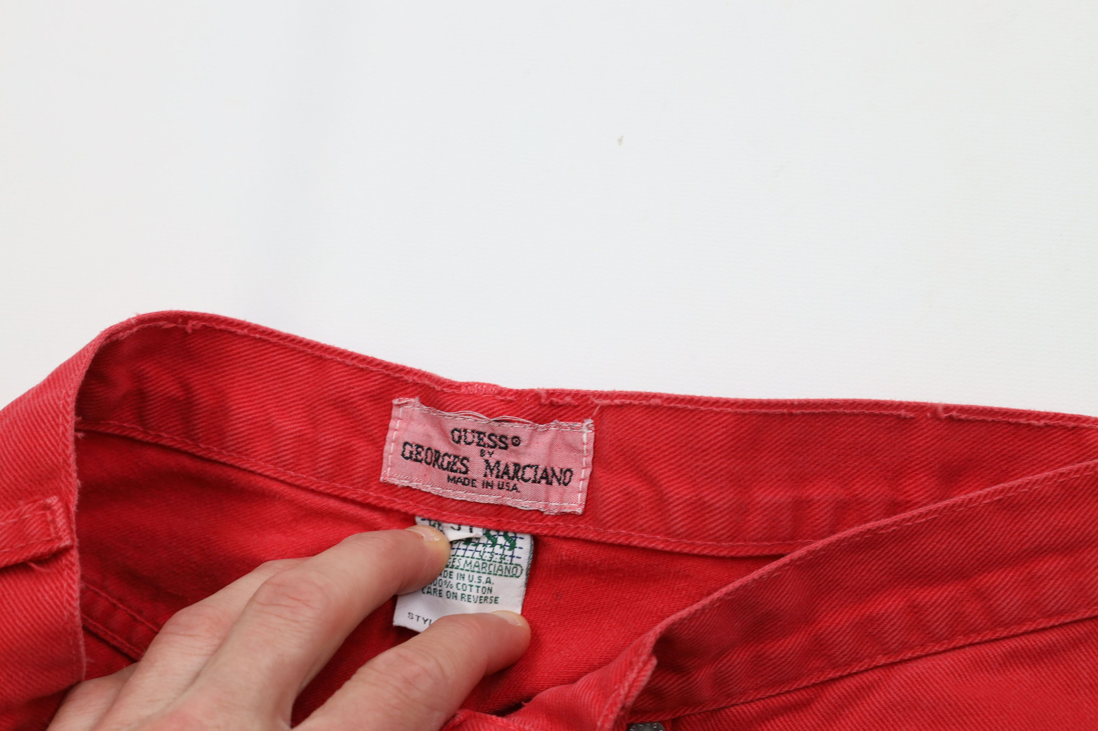 Guess Vintage 90s Guess Spell Out Denim Jean Shorts Red Cotton USA Size US 31 - 6 Thumbnail