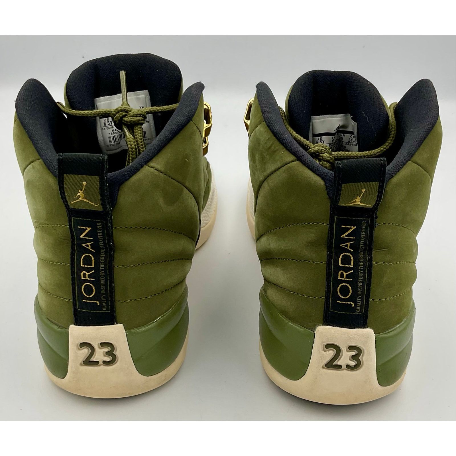 Nike AIR JORDAN 12 RETRO OLIVE GREEN Chris Paul SZ 6.5 153265-301 Size US 6.5 / EU 39-40 - 5 Thumbnail