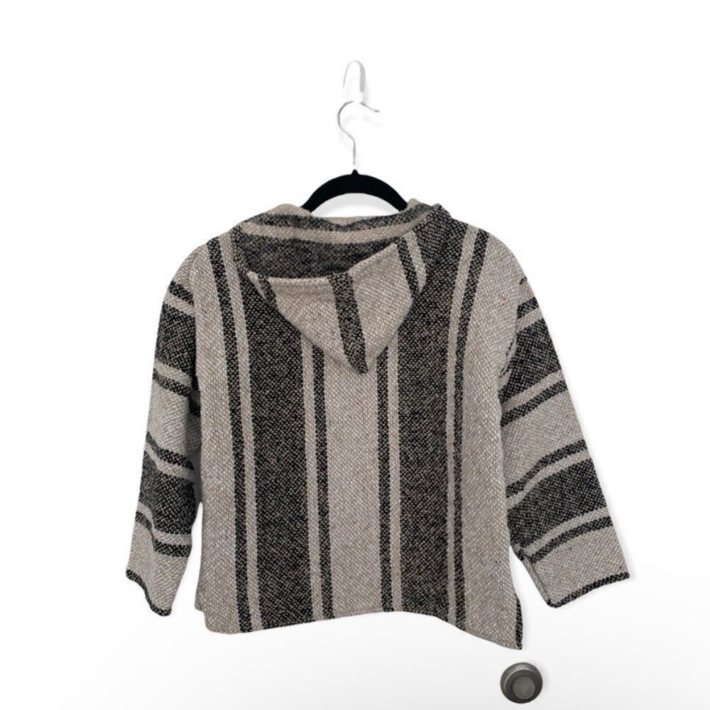Other Baja Hoodie Pullover Gray Beige Striped Mexican Poncho Style Size S / US 4 / IT 40 - 3 Thumbnail