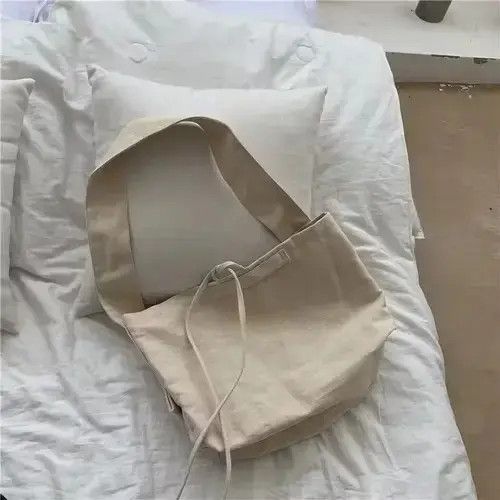 Vintage Loose Fit White Burlap Shoudler Tote Bag, Men's