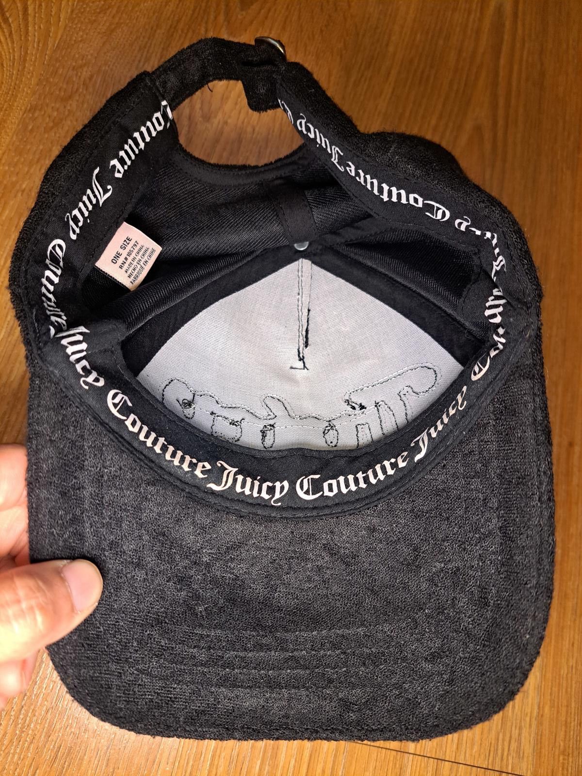 Juicy Couture Jeans Juicy Couture Rhinestones Black Adjustable Cap Hat Textured Size ONE SIZE - 4 Thumbnail