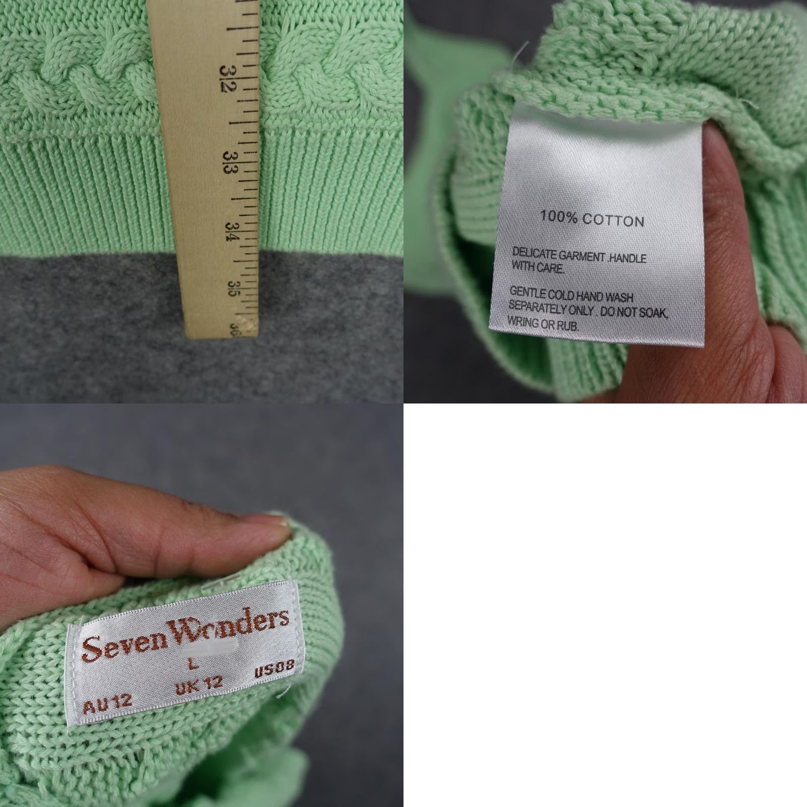 Vintage Seven Wonders Dress Womens L Green Knit Bodycon Sleeveless V-Neck Pullover Casual Party/Cocktail Boho Digital 90s? Size L / US 10 / IT 46 - 8 Thumbnail
