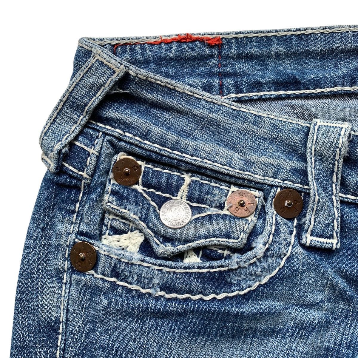 True Religion 2000’s True Religion Joey Distressed Bootcut Flare Pants Size US 28 / EU 44 - 8 Thumbnail