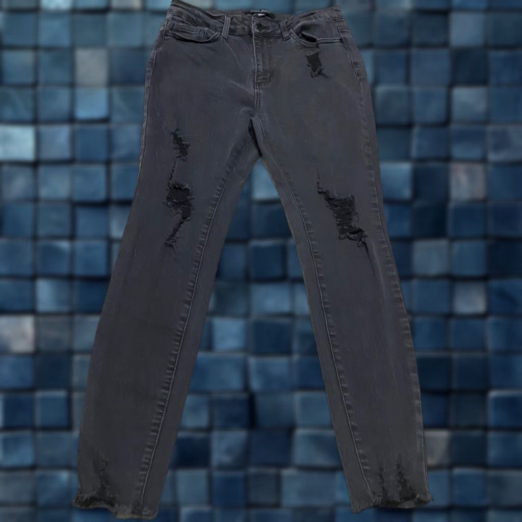 Vintage Judy Blue Jeans Womens 11 Gray Denim Medium Wash Skinny Leg High Rise Distressed Size 32" / US 10 / IT 46 - 1 Thumbnail