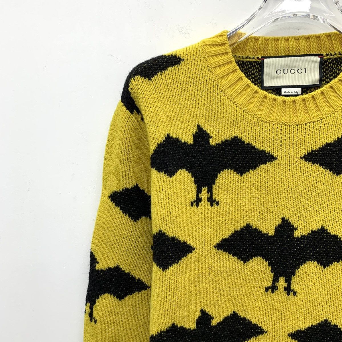 Gucci Gucci Yellow Bat Intarsia Long Sleeve Knit Sweater K26WX Size S / US 4 / IT 40 - 3 Thumbnail