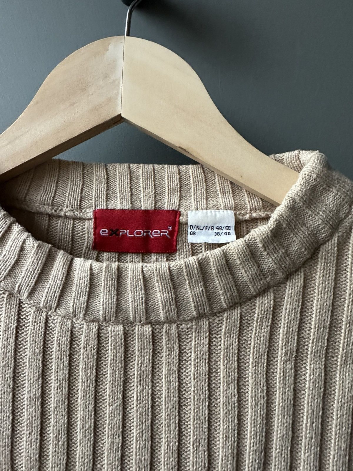 Vintage Explorer Ribbed Beige Sweater Graphic Dragon Print Size US L / EU 52-54 / 3 - 3 Thumbnail