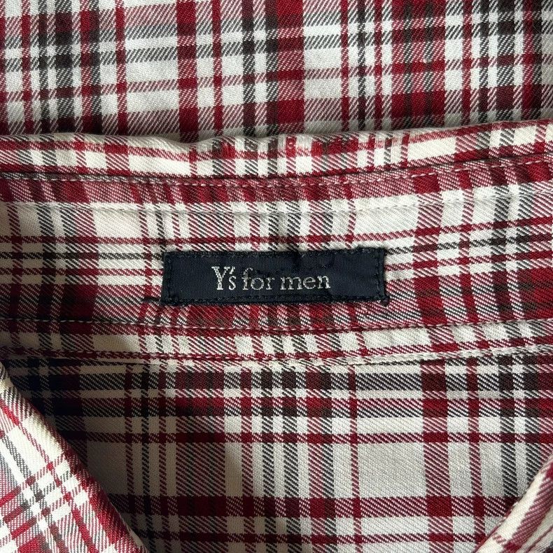 Yohji Yamamoto Yohji Yamamoto size os 90s Red and White Plaid Vintage Shi Size US M / EU 48-50 / 2 - 5 Thumbnail