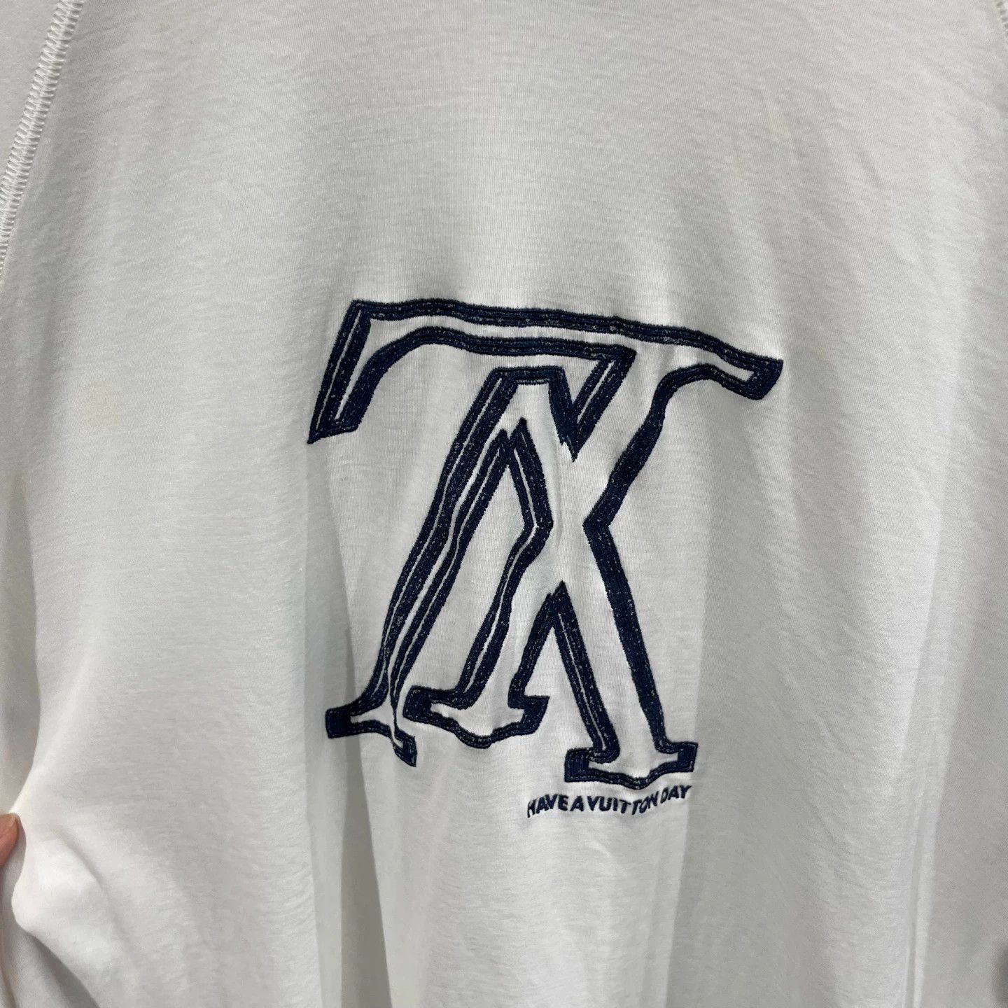 Louis Vuitton LV Reverse Logo Embroidered White/Blue T XL Mint Size US XL / EU 56 / 4 - 4 Thumbnail