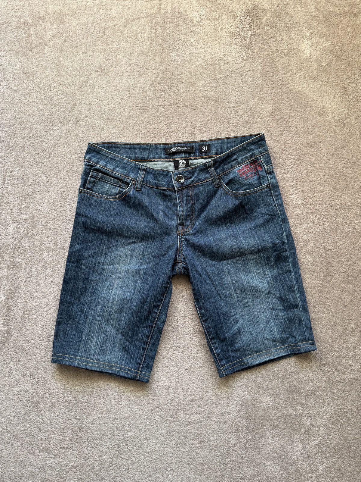 Hysteric Glamour Ed Hardy Y2K Crazy Denim Jeans Shorts LGB ifsixwasnine vibe Size US 31 - 6 Thumbnail