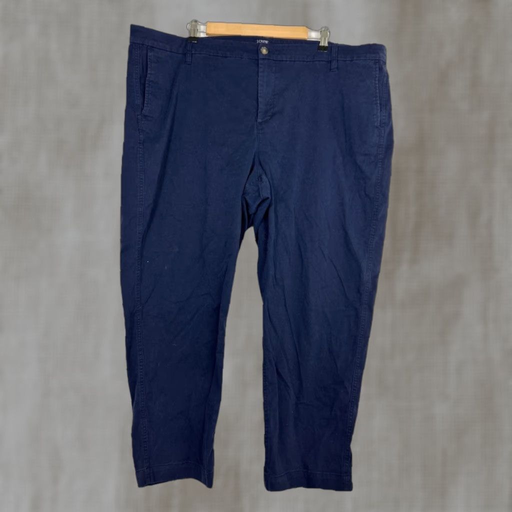 J.Crew J.CREW Womens Chino Pants Navy 22 High Rise Girlfriend Blue Cotton Blend Shirt? Size ONE SIZE - 1 Thumbnail